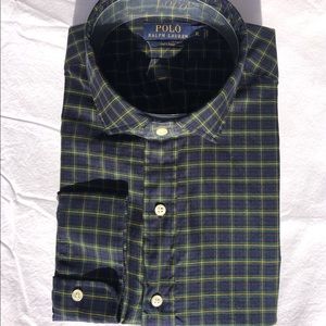 XL 120’s Twill Green Blue Plaid Ralph Lauren